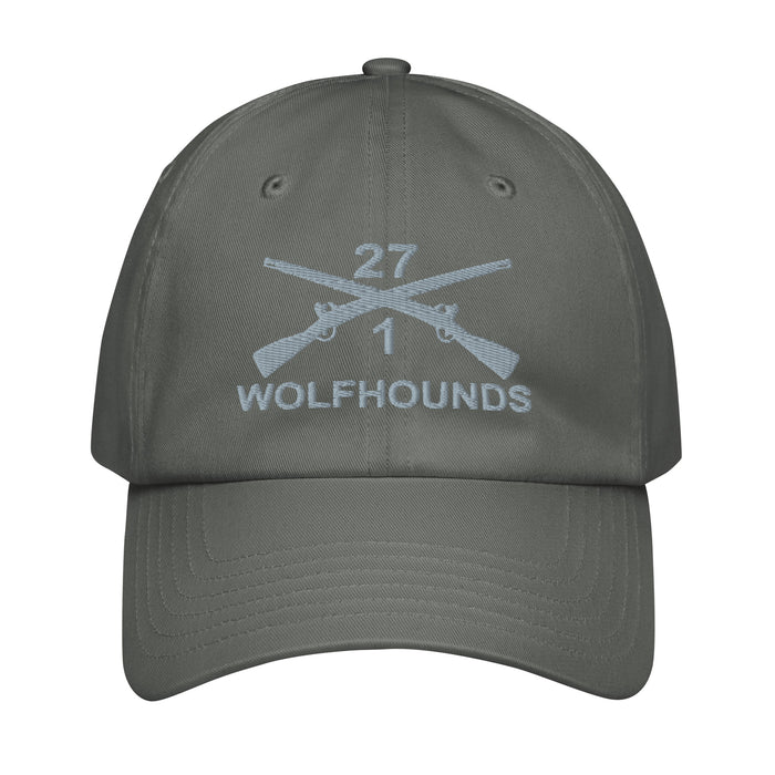 1-27th Infantry "Wolfhounds" Embroidered Under Armour® Dad Hat Tactically Acquired Grey