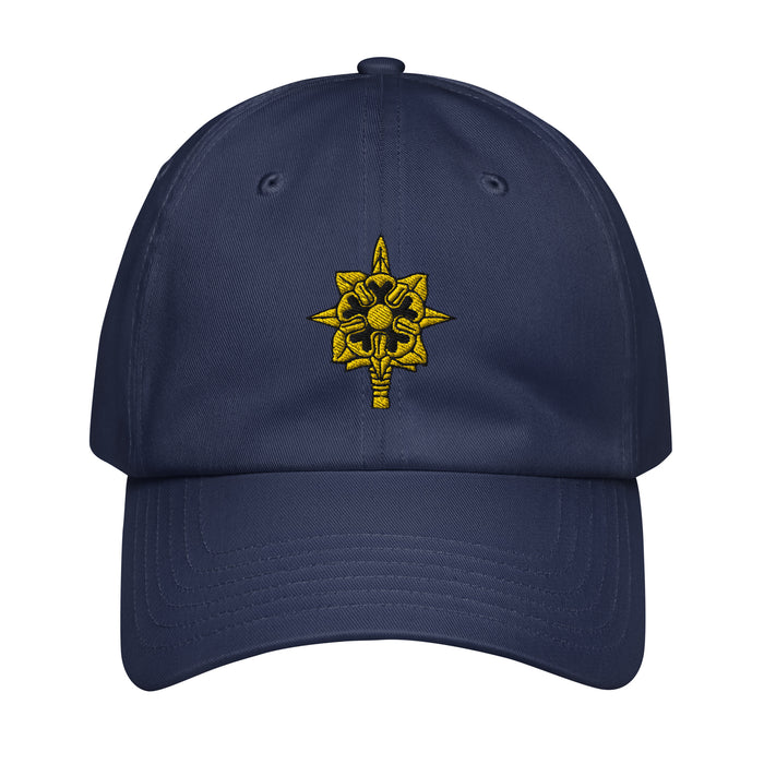 U.S. Army Military Intelligence Corps Embroidered Under Armour® Dad Hat Tactically Acquired Navy  