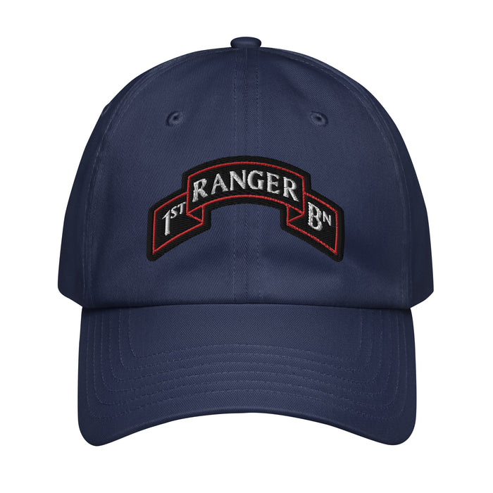 1st Ranger Battalion Tab Embroidered Under Armour® Dad Hat Tactically Acquired Navy  