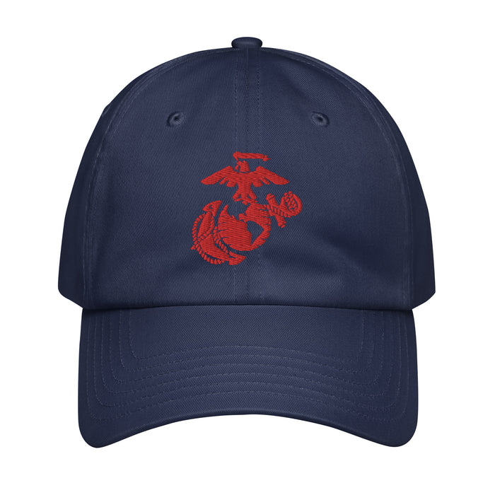 USMC Red EGA Embroidered Under Armour® Dad Hat Tactically Acquired Navy  