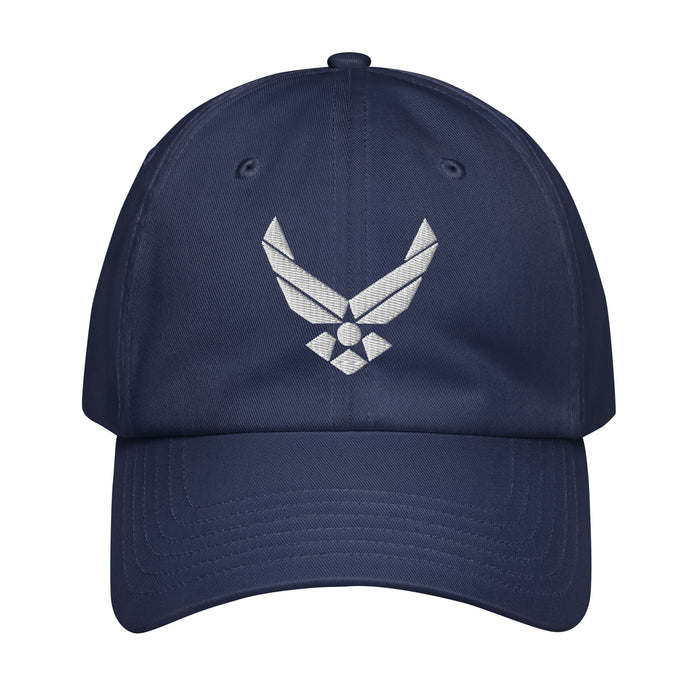 USAF White Emblem Embroidered Under Armour® Dad Hat Tactically Acquired Navy  