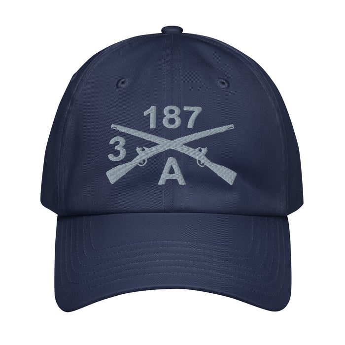 A CO. 3-187 INF RGT Embroidered Under Armour® Dad Hat Tactically Acquired Navy