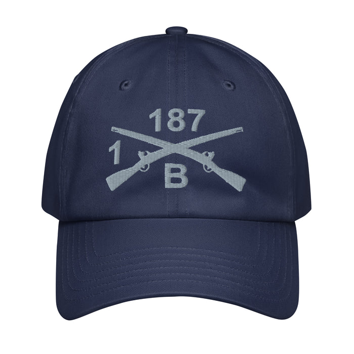 B Co. 1-187 Infantry Embroidered Under Armour® Dad Hat Tactically Acquired Navy