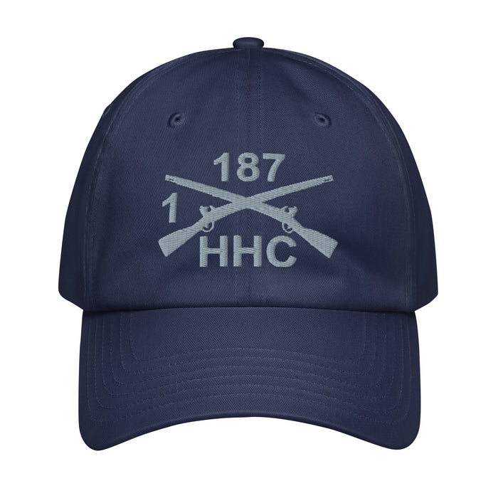 HHC 1-187 Infantry Embroidered Under Armour® Dad Hat Tactically Acquired Navy