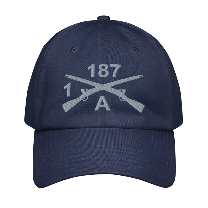 A Co. 1-187 Infantry Embroidered Under Armour® Dad Hat Tactically Acquired Navy