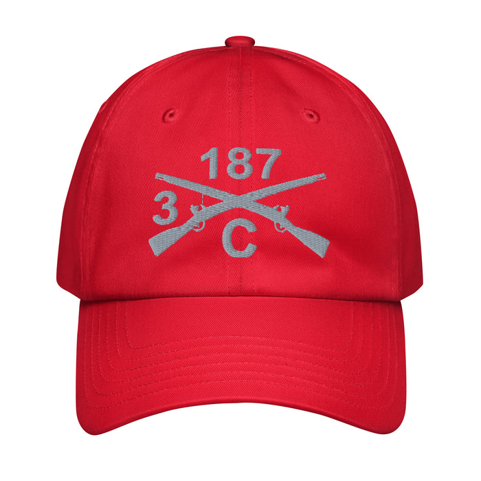 C CO. 3-187 INF RGT Embroidered Under Armour® Dad Hat Tactically Acquired Red