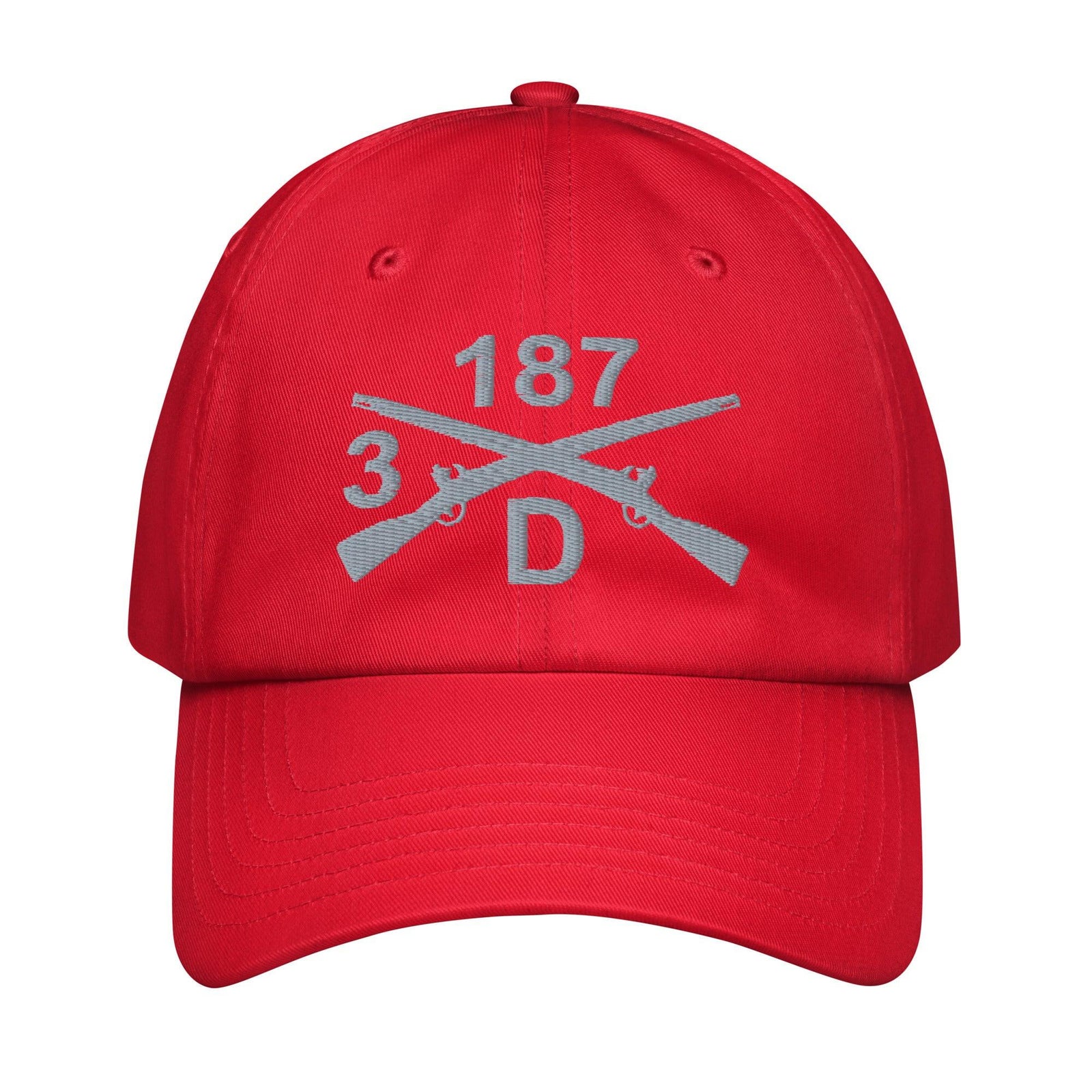 D CO. 3-187 INF RGT Embroidered Under Armour® Dad Hat Tactically Acquired Red