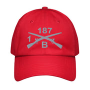 B Co. 1-187 Infantry Embroidered Under Armour® Dad Hat Tactically Acquired Red