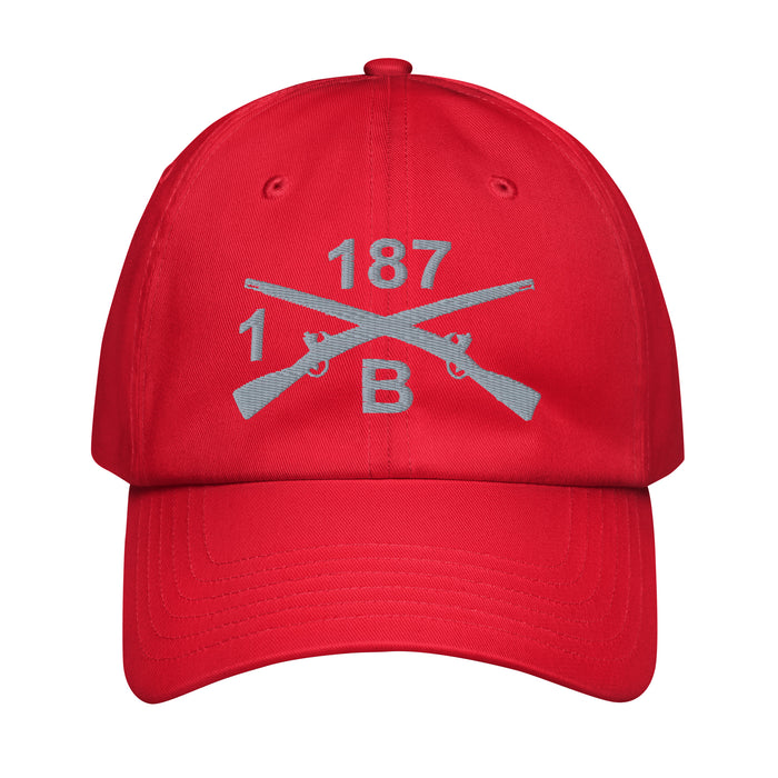 B Co. 1-187 Infantry Embroidered Under Armour® Dad Hat Tactically Acquired Red