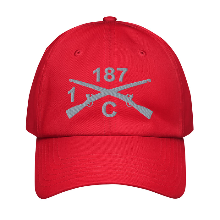 C Co. 1-187 Infantry Embroidered Under Armour® Dad Hat Tactically Acquired Red