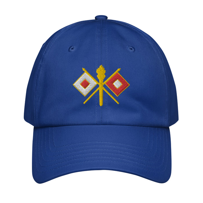 U.S. Army Signal Corps Embroidered Under Armour® Dad Hat Tactically Acquired Royal Blue  