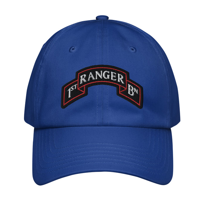 1st Ranger Battalion Tab Embroidered Under Armour® Dad Hat Tactically Acquired Royal Blue  