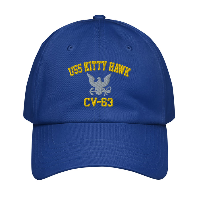 USS Kitty Hawk (CV-63) Embroidered Under Armour® Dad Hat Tactically Acquired Royal Blue  