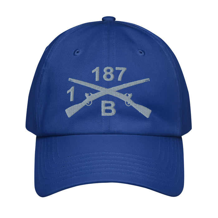 B Co. 1-187 Infantry Embroidered Under Armour® Dad Hat Tactically Acquired Royal Blue