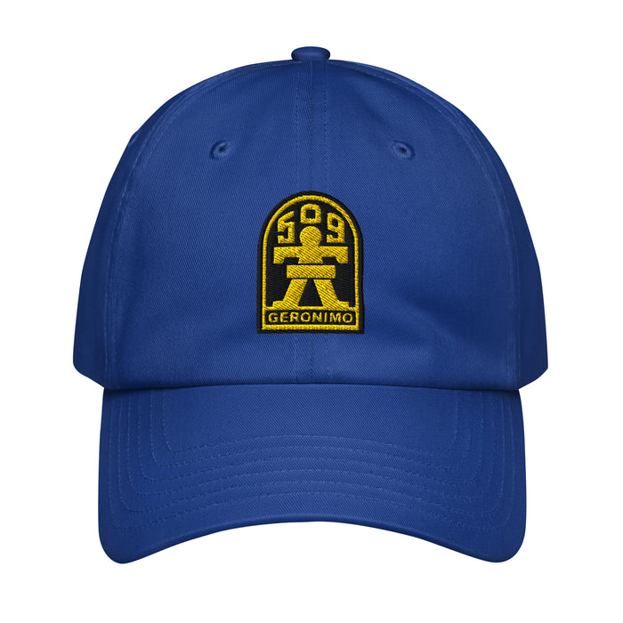 509th Infantry Regiment Embroidered Under Armour® Dad Hat Tactically Acquired Royal Blue