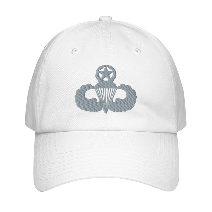 U.S. Army Master Parachutist Badge Embroidered Under Armour® Dad Hat Tactically Acquired White  