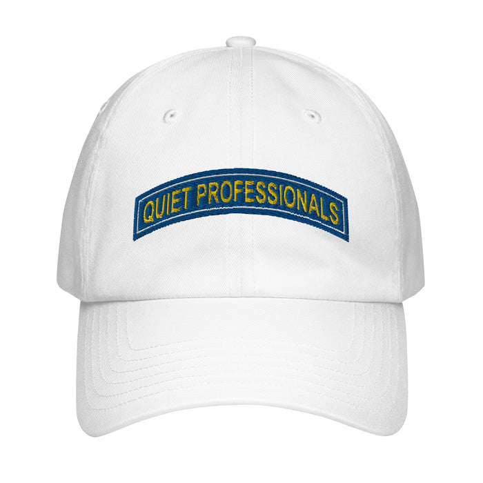 Quiet Professionals Embroidered Army SF Tab Under Armour® Dad Hat Tactically Acquired White  