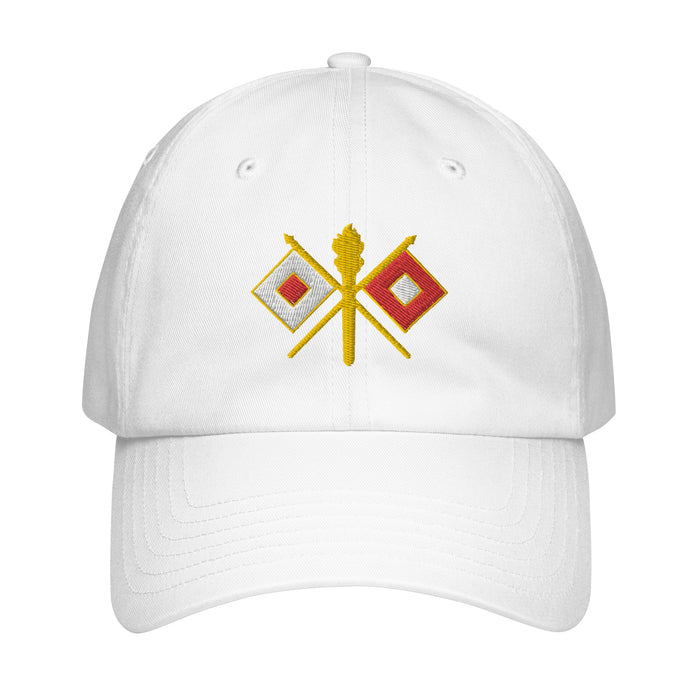 U.S. Army Signal Corps Embroidered Under Armour® Dad Hat Tactically Acquired White  