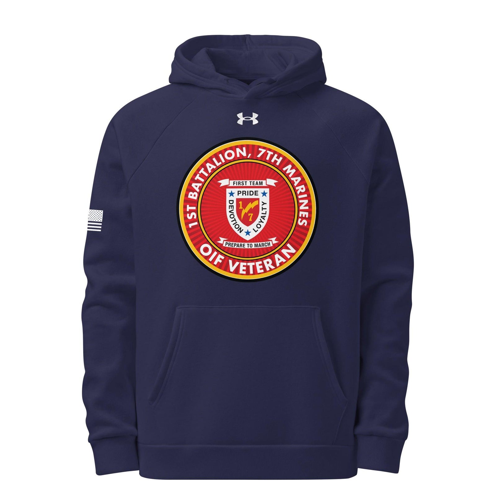 1/7 Marines OIF Veteran Under Armour® Hoodie Tactically Acquired Navy S 