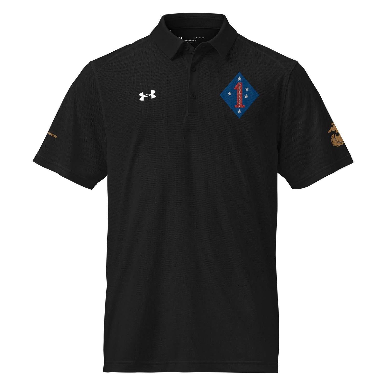 1st Marine Division Embroidered Under Armour® Men's Polo Tactically Acquired Black S 