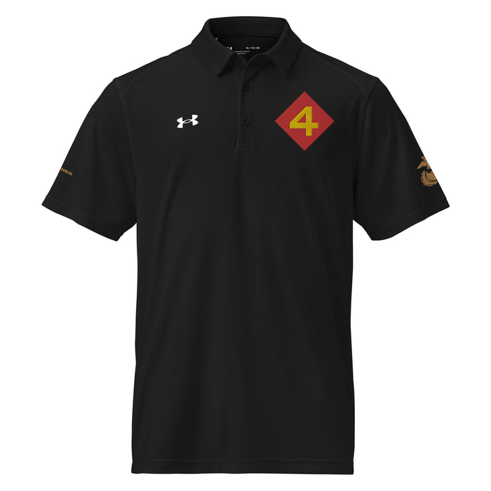 4th Marine Division Embroidered Under Armour® Men's Polo Tactically Acquired Black S 