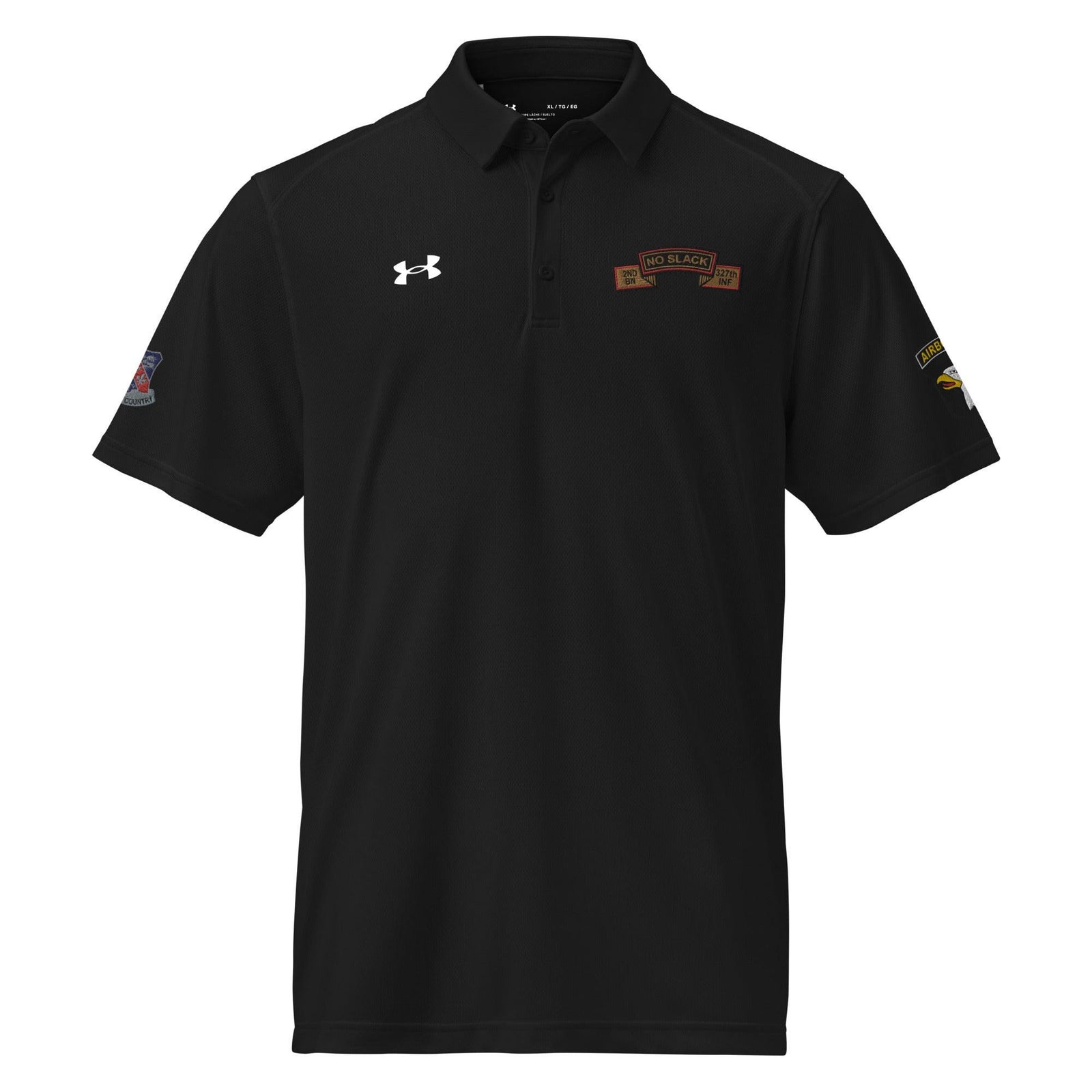 2-327 INF RGT 'No Slack' Embroidered Under Armour® Men's Polo Tactically Acquired Black S 