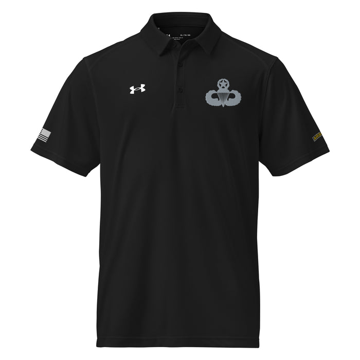 U.S. Army Master Parachutist Badge Embroidered Paratrooper Under Armour® Men's Polo Tactically Acquired Black S 