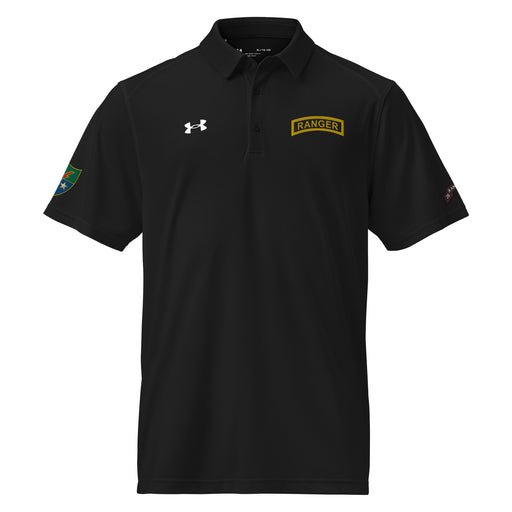 75th Ranger Rgt Ranger Tab Embroidered Under Armour® Men's Polo Tactically Acquired Black S 