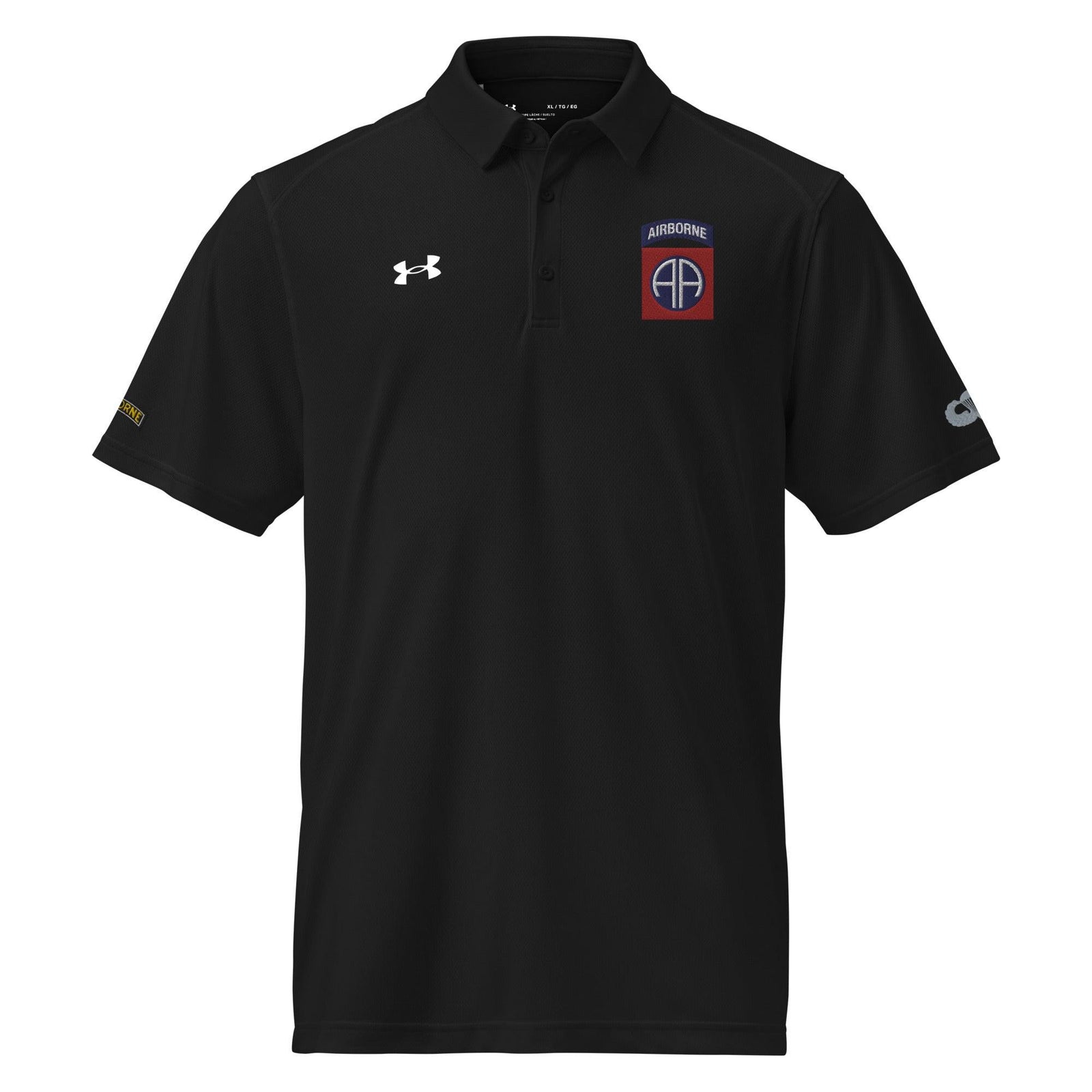 82nd Airborne Division Embroidered Under Armour® Men's Polo Tactically Acquired Black S 