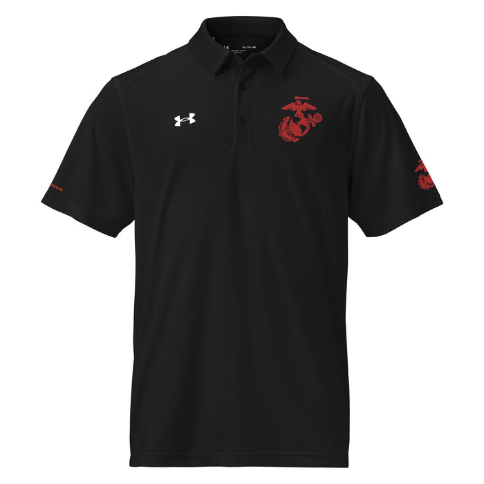 USMC Red EGA Embroidered Under Armour® Men's Polo Tactically Acquired Black S 