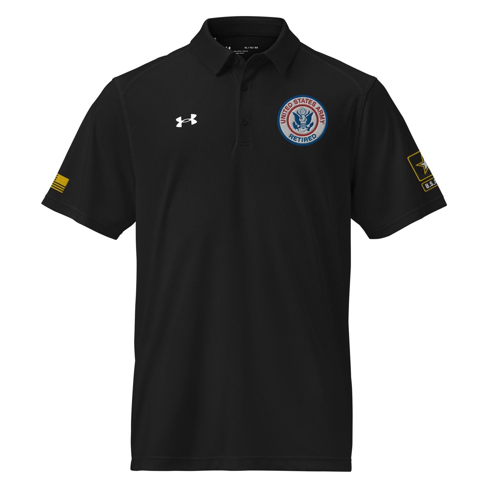 U.S. Army Retired Embroidered Under Armour® Men's Polo Tactically Acquired Black S 