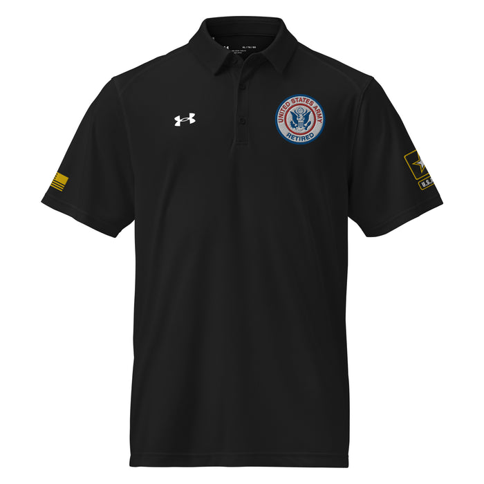 U.S. Army Retired Embroidered Under Armour® Men's Polo Tactically Acquired Black S 