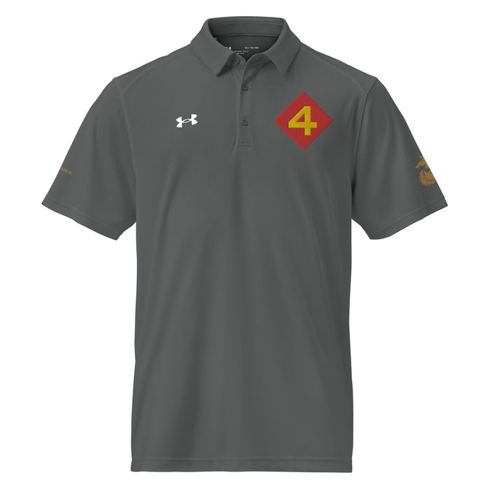 4th Marine Division Embroidered Under Armour® Men's Polo Tactically Acquired Grey S 