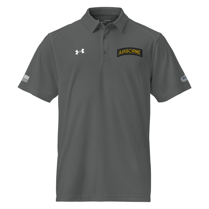 U.S. Army Airborne Tab Embroidered Under Armour® Men's Polo Tactically Acquired Grey S 