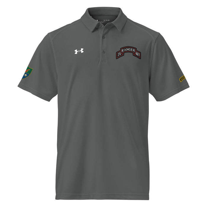 75th Ranger Regiment Tab Embroidered Under Armour® Men's Polo Tactically Acquired Grey S 