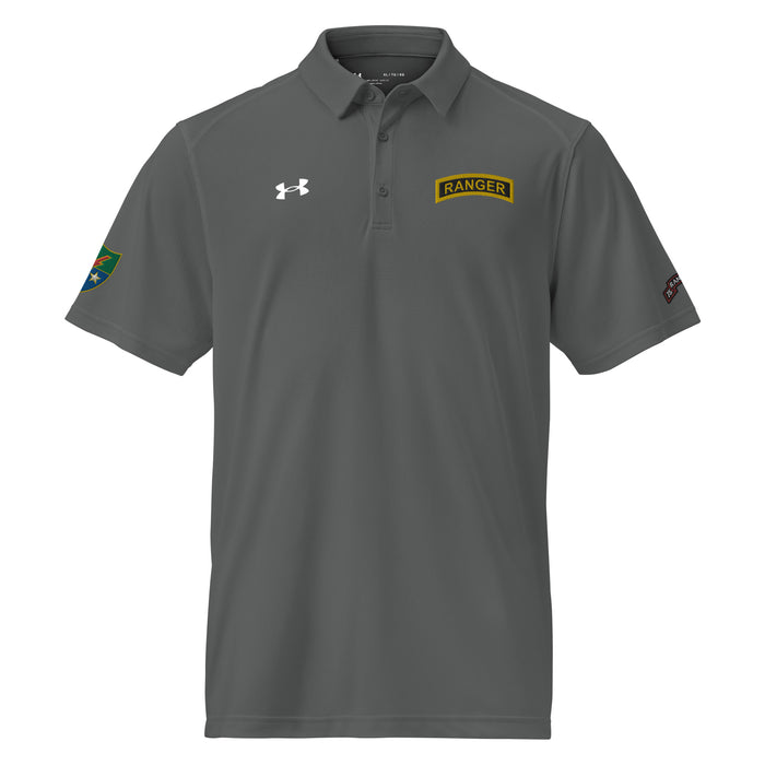 75th Ranger Rgt Ranger Tab Embroidered Under Armour® Men's Polo Tactically Acquired Grey S 