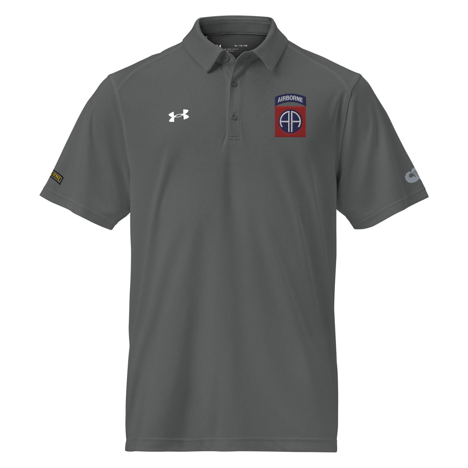 82nd Airborne Division Embroidered Under Armour® Men's Polo Tactically Acquired Grey S 
