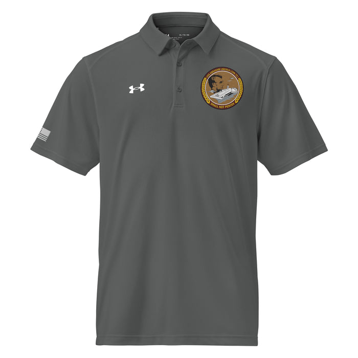 USS Abraham Lincoln (CVN-72) Embroidered Under Armour® Men's Polo Tactically Acquired Grey S 