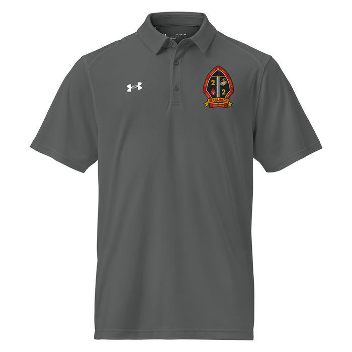 2/2 Marines Embroidered Under Armour® Men's Polo Tactically Acquired Grey S 