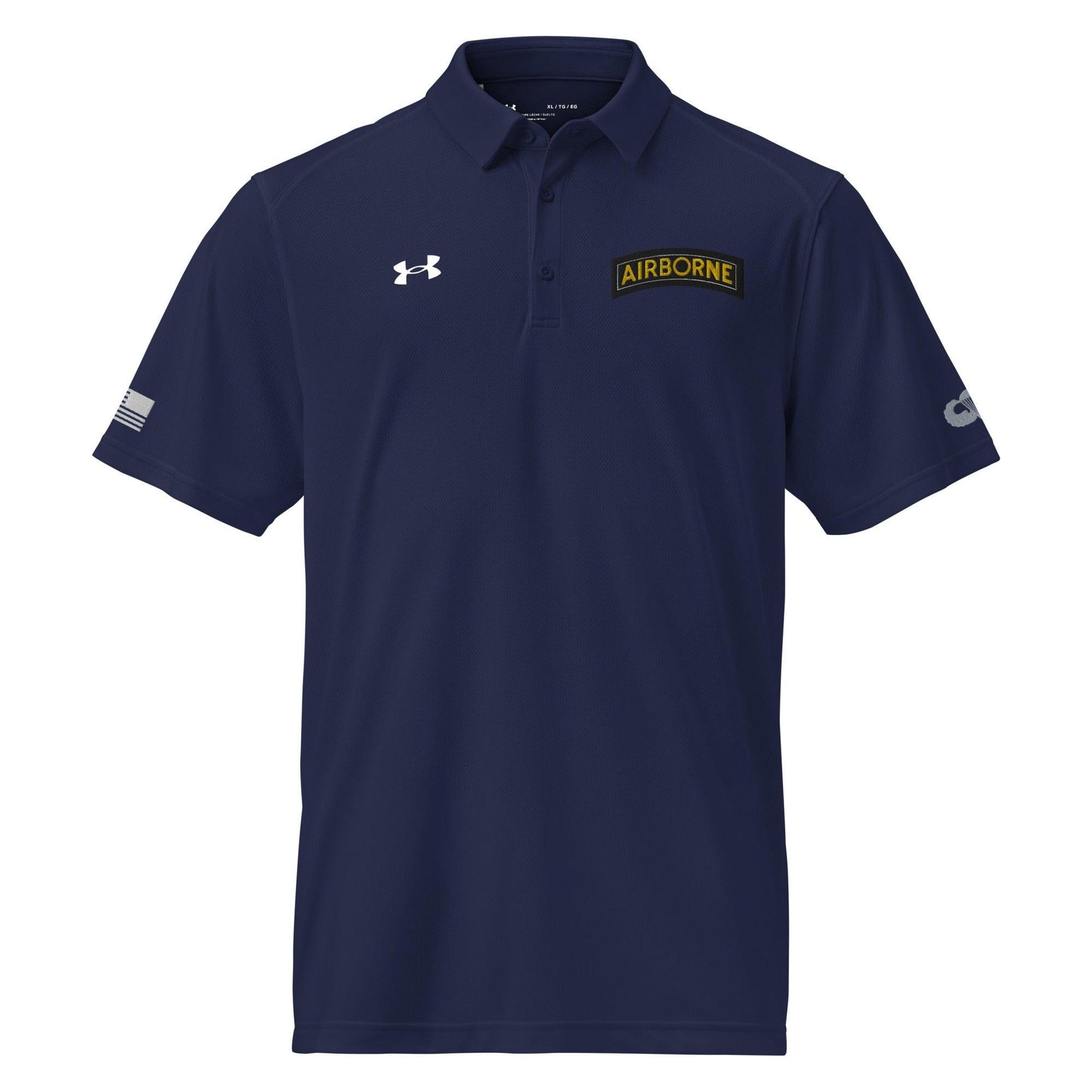 U.S. Army Airborne Tab Embroidered Under Armour® Men's Polo Tactically Acquired Navy S 