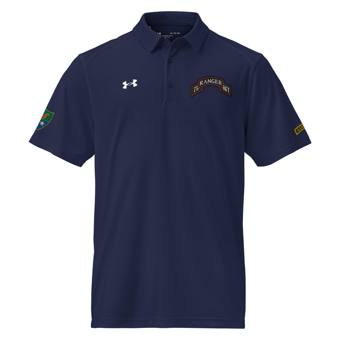 75th Ranger Regiment Tab Embroidered Under Armour® Men's Polo Tactically Acquired Navy S 