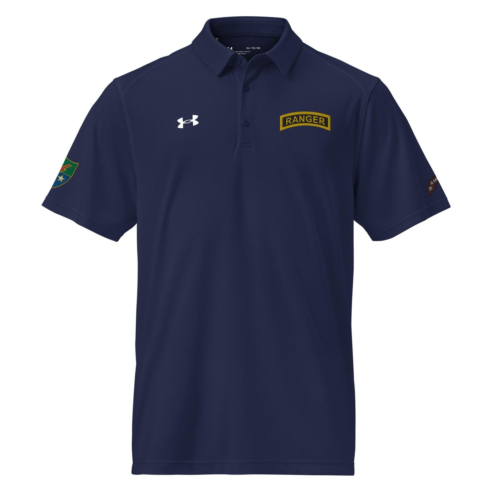 75th Ranger Rgt Ranger Tab Embroidered Under Armour® Men's Polo Tactically Acquired Navy S 