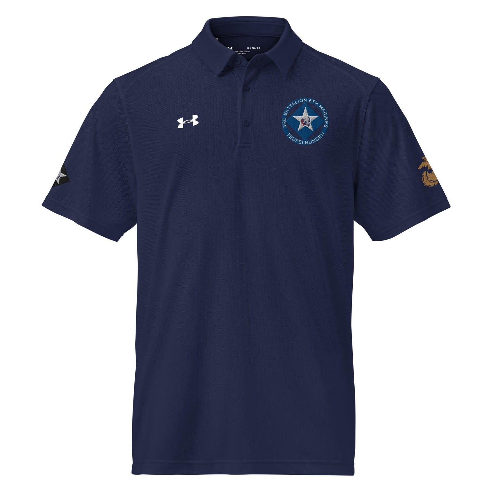 3/6 Marines Embroidered Under Armour® Men's Polo Tactically Acquired Navy S 