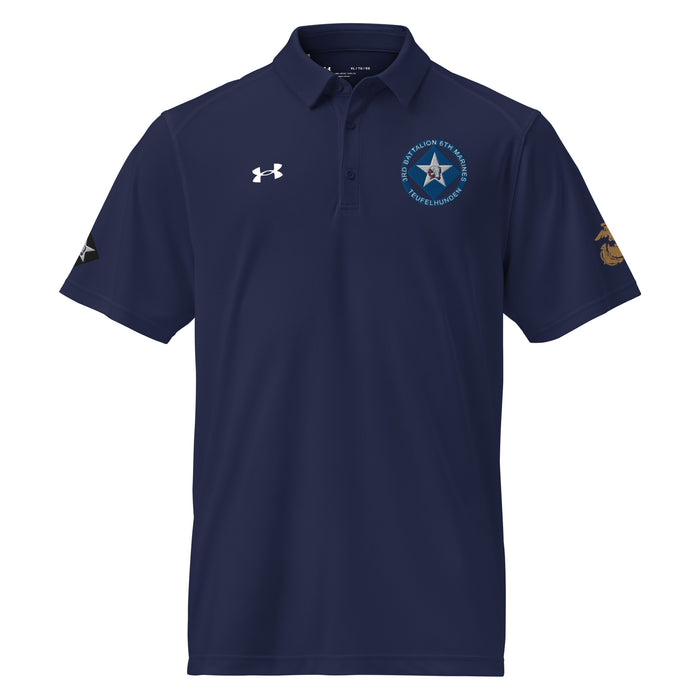 3/6 Marines Embroidered Under Armour® Men's Polo Tactically Acquired Navy S 