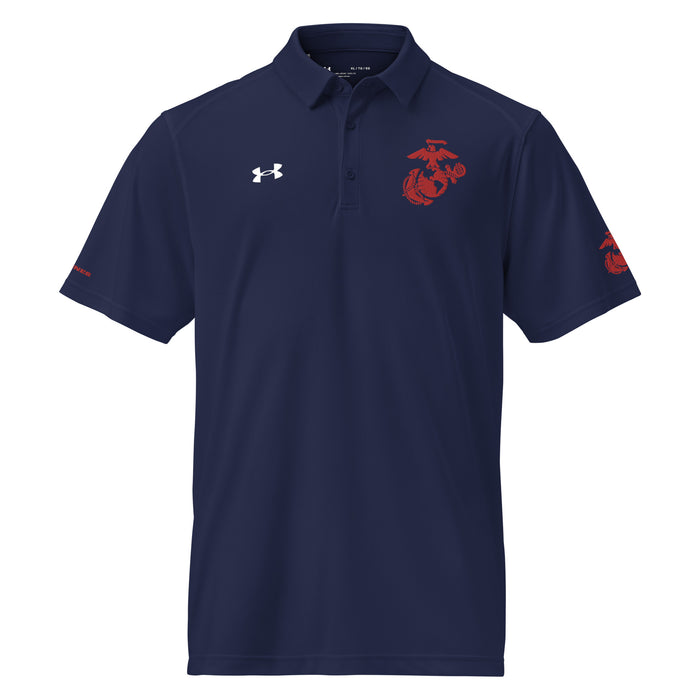 USMC Red EGA Embroidered Under Armour® Men's Polo Tactically Acquired Navy S 