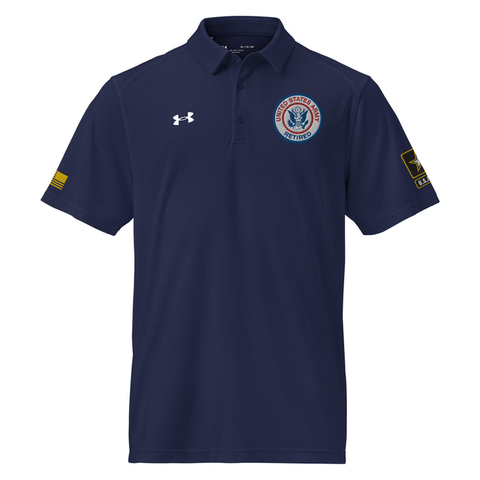 U.S. Army Retired Embroidered Under Armour® Men's Polo Tactically Acquired Navy S 