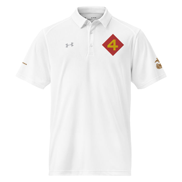 4th Marine Division Embroidered Under Armour® Men's Polo Tactically Acquired White S 