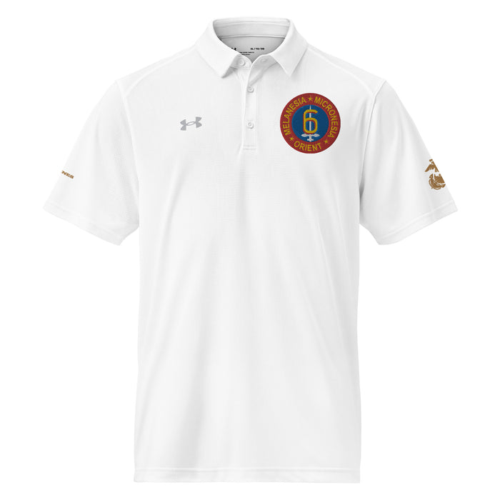 6th Marine Division Embroidered Under Armour® Men's Polo Tactically Acquired White S 