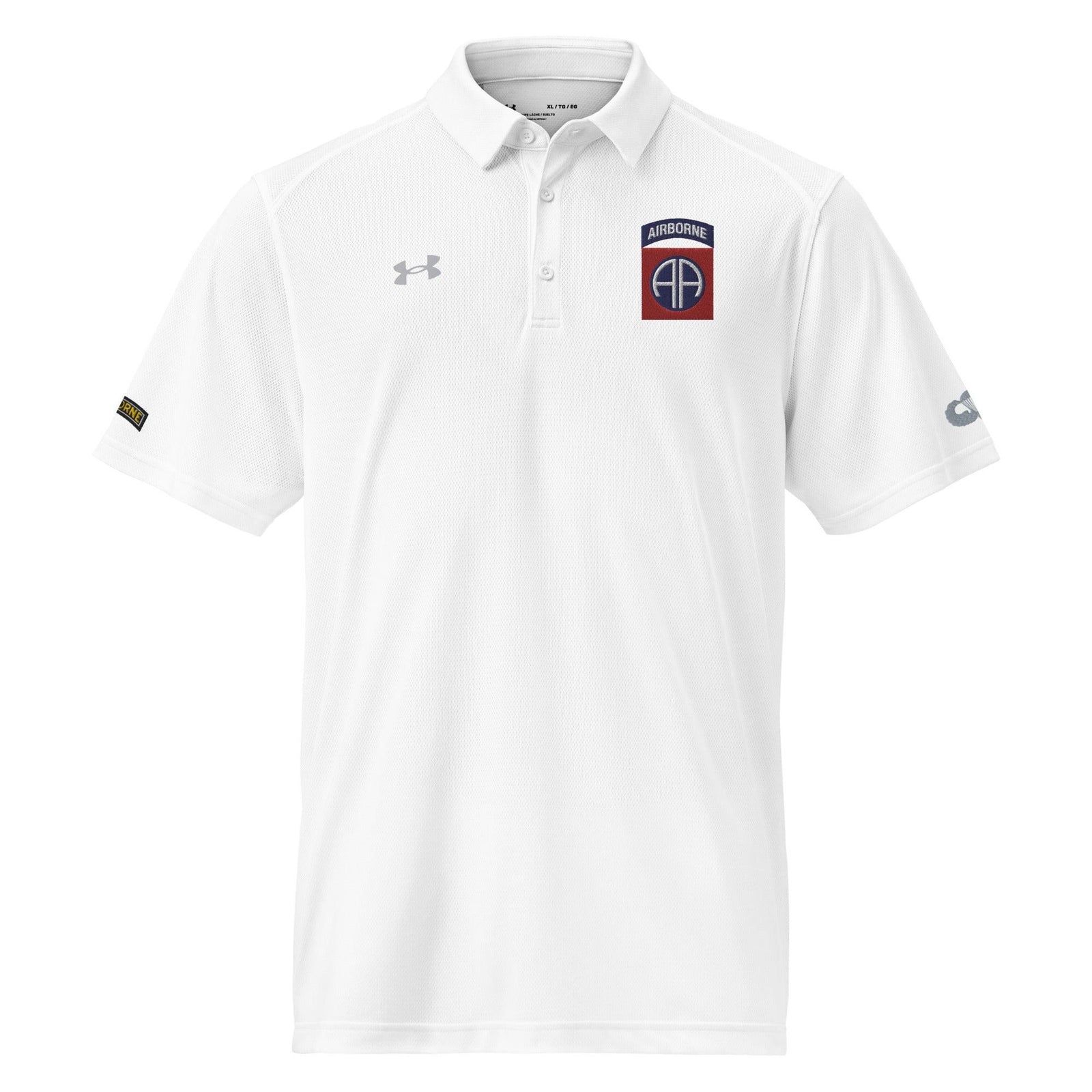 82nd Airborne Division Embroidered Under Armour® Men's Polo Tactically Acquired White S 