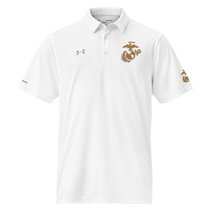 U.S. Marine Corps Modern EGA Embroidered Under Armour® Men's Polo Tactically Acquired White S 